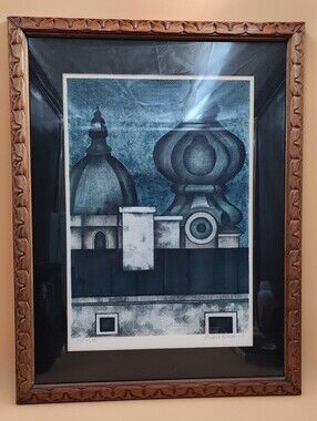 Beautiful MCM Artist Signed Titled Salzburger Altstadt 1972 Architectural Scene